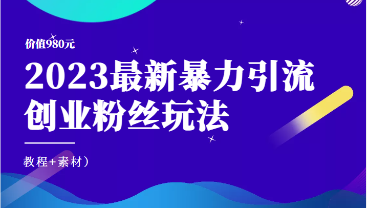 价值980元的2023最新暴力引流创业粉丝玩法（教程+素材）-颜夕资源网-第12张图片