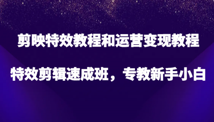 剪映特效教程和运营变现教程，特效剪辑速成班，专教新手小白-颜夕资源网-第13张图片